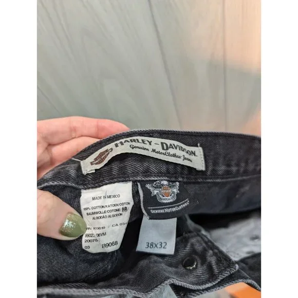 Harley Davidson Black Denim Jeans Mens Sz 38X32 Relaxed Fit 100% Cotton - Picture 10 of 10